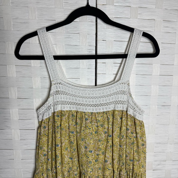 Universal Thread Womens Yellow Floral Sleeveless Crochet Trim Dress Size Medium - Picture 6 of 10